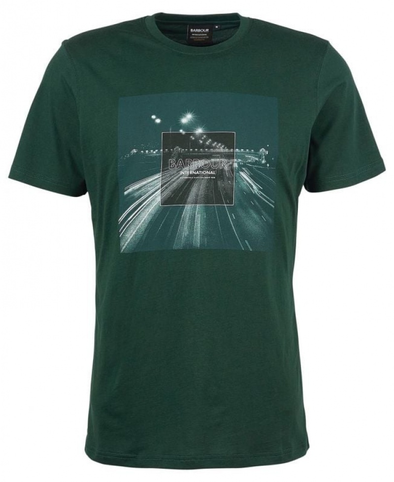 Dark Green Men Barbour International Speed T-Shirts | US-8042JDEVZ