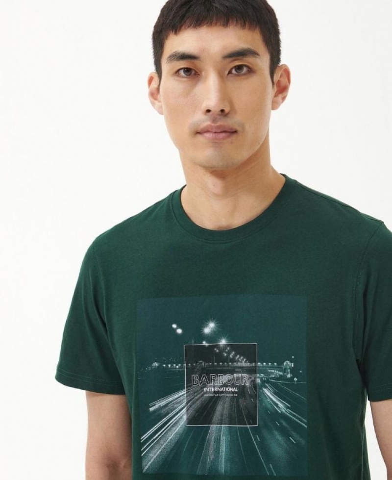 Dark Green Men Barbour International Speed T-Shirts | US-8042JDEVZ