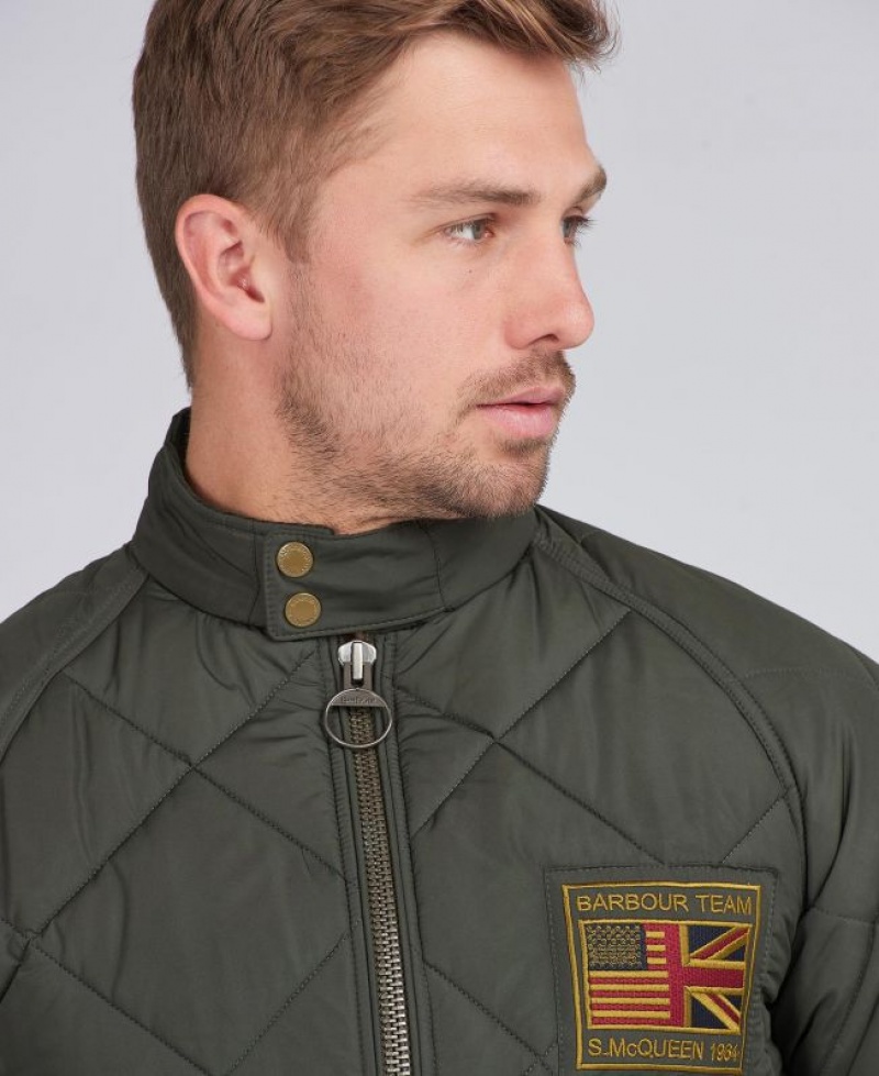 Dark Green Men Barbour International Steve McQueen Quilted Jacket | US-4078PRCBH