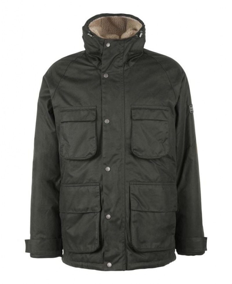 Dark Green Men Barbour International Tantallon Waxed Jacket | US-6814APWXB