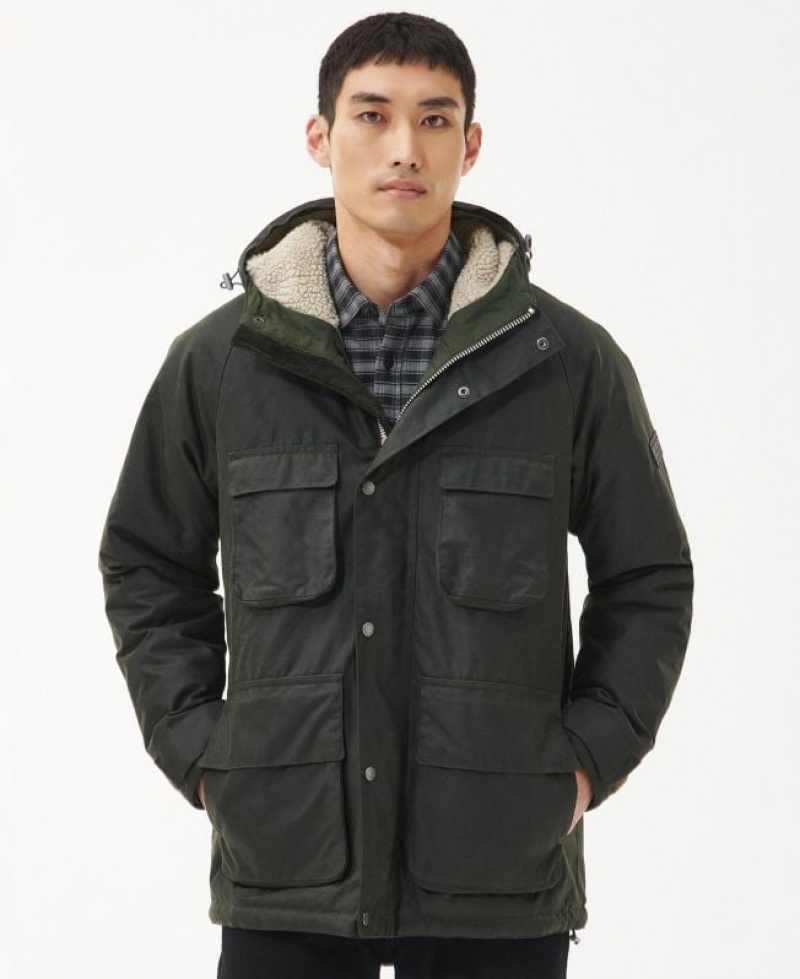 Dark Green Men Barbour International Tantallon Waxed Jacket | US-6814APWXB