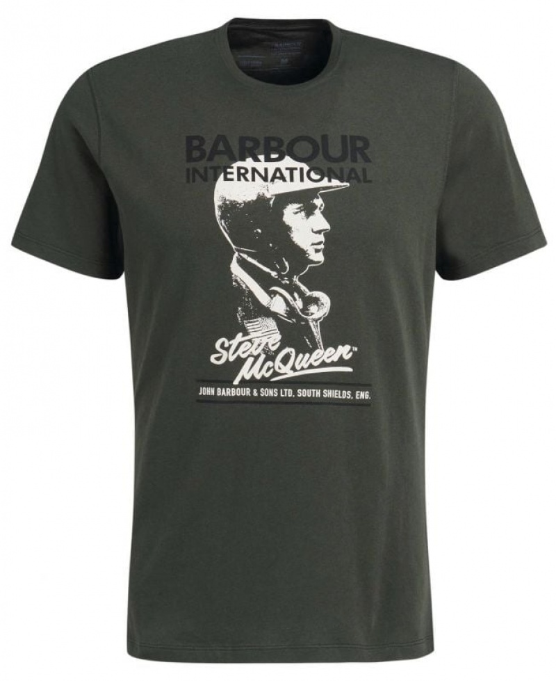 Dark Green Men Barbour International Taylor T-Shirts | US-8532KRPOH