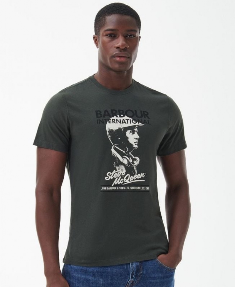 Dark Green Men Barbour International Taylor T-Shirts | US-8532KRPOH