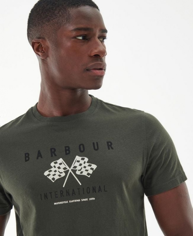 Dark Green Men Barbour International Victory T-Shirts | US-5086EWPIV