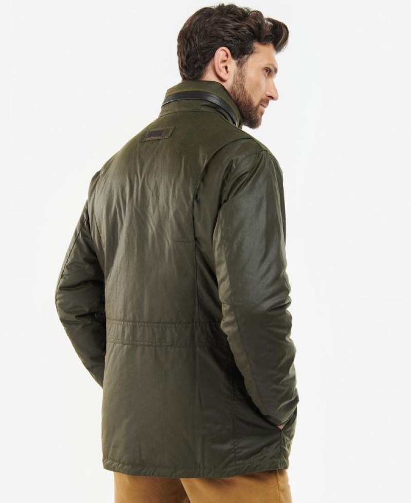 Dark Green Men Barbour Malcolm Waxed Jacket | US-6807ZJCIT