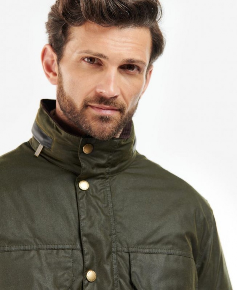 Dark Green Men Barbour Malcolm Waxed Jacket | US-6807ZJCIT