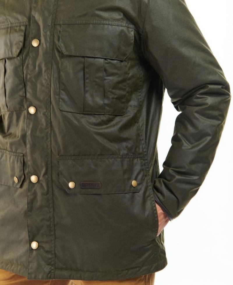 Dark Green Men Barbour Malcolm Waxed Jacket | US-6807ZJCIT