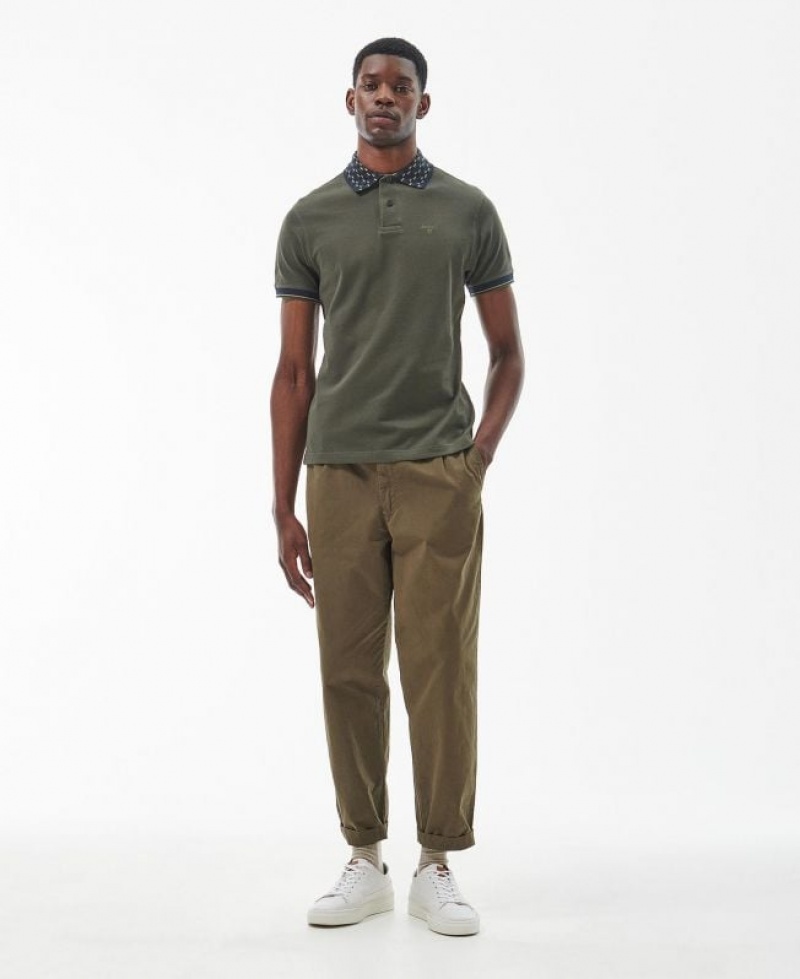 Dark Green Men Barbour Middleham Tailored Polo Shirt | US-4327JSMEX