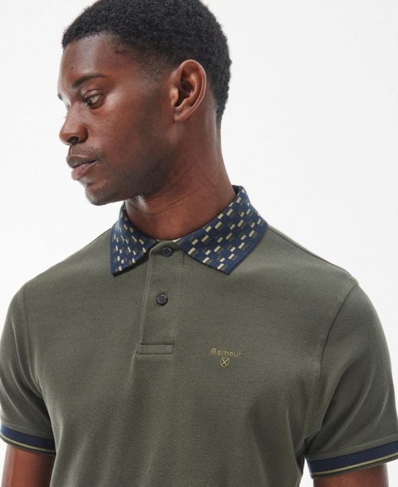 Dark Green Men Barbour Middleham Tailored Polo Shirt | US-4327JSMEX