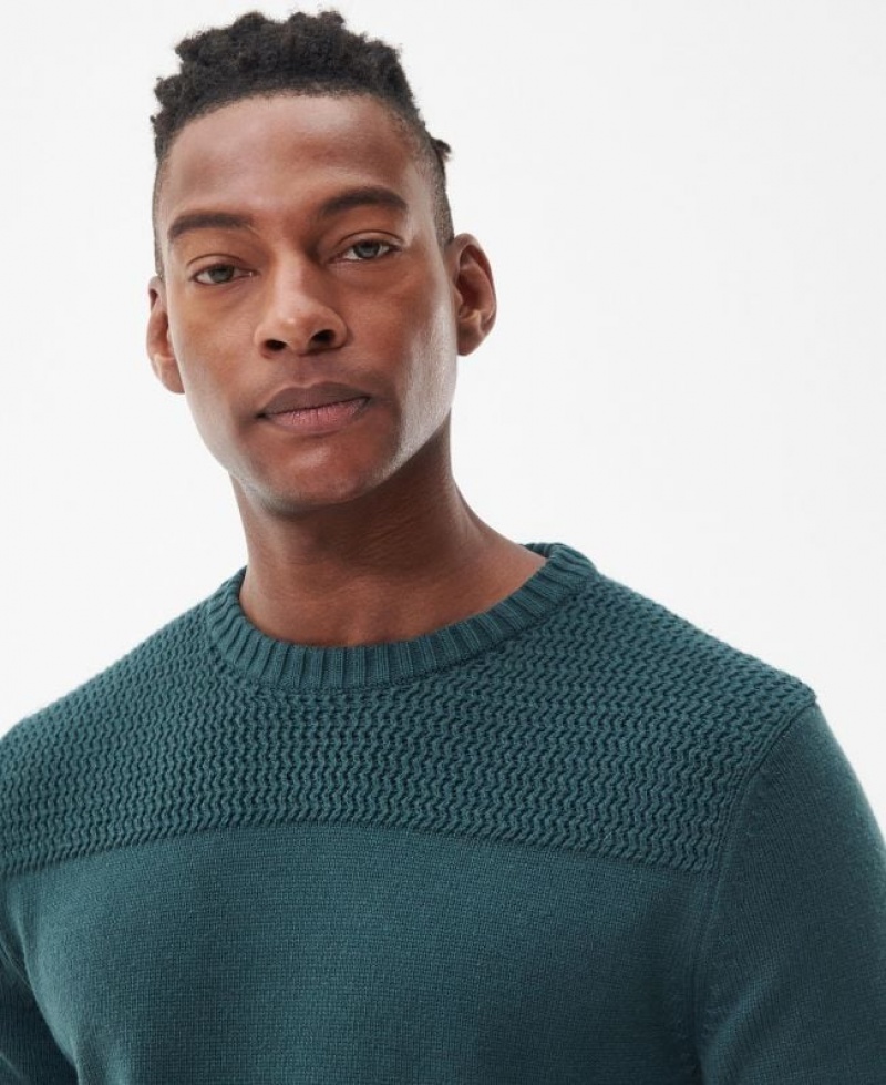 Dark Green Men Barbour Scull Crew-Neck Sweatshirt | US-4573CJQZL