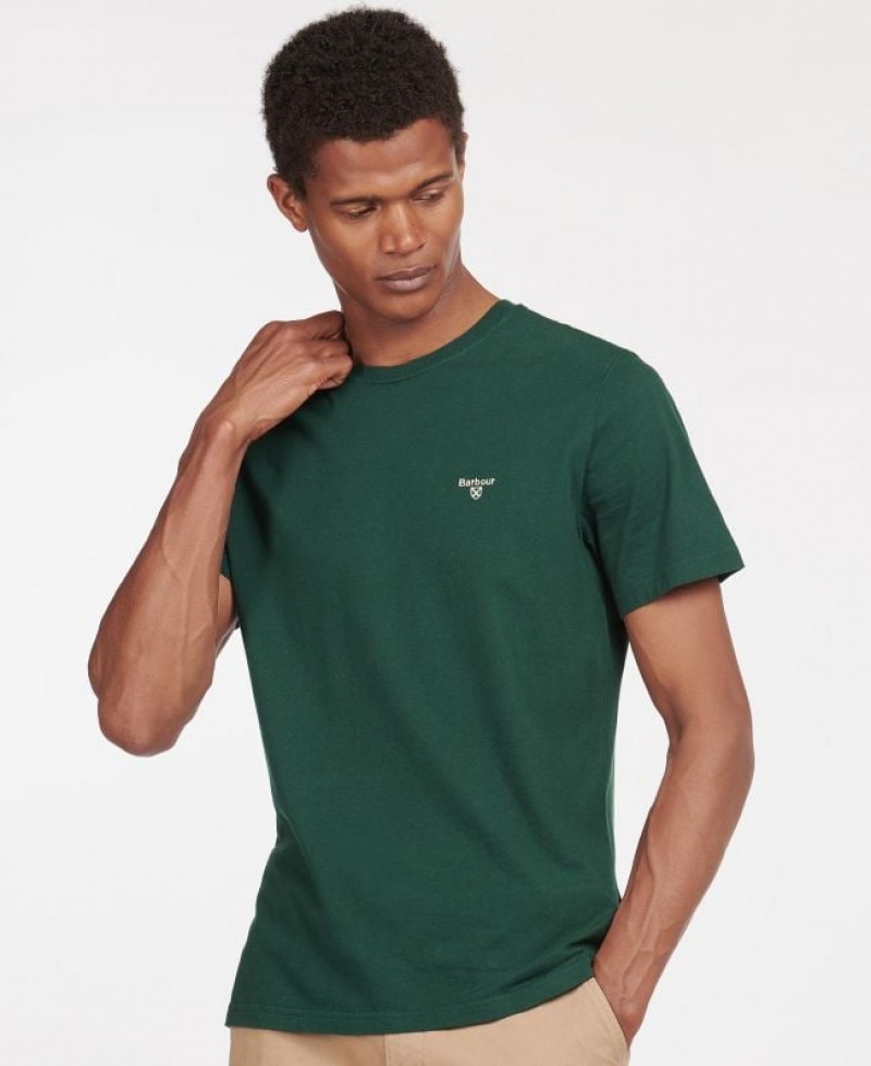 Dark Green Men Barbour Sports T-Shirts | US-1685MORZW