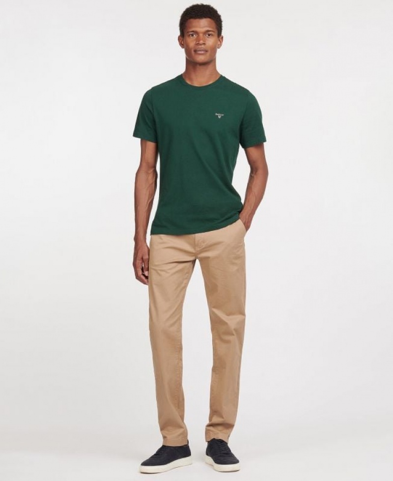 Dark Green Men Barbour Sports T-Shirts | US-1685MORZW