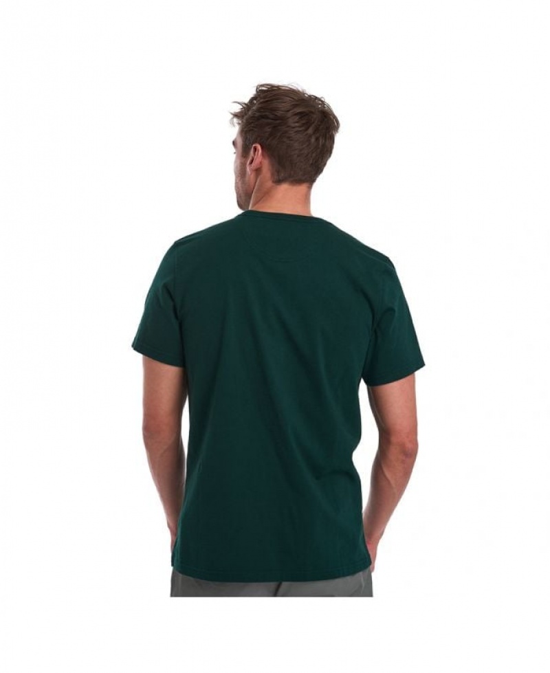 Dark Green Men Barbour Sports T-Shirts | US-1685MORZW