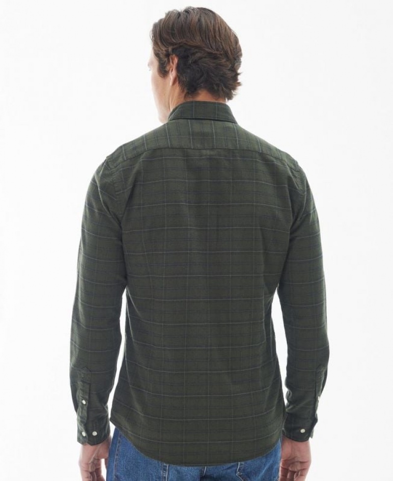 Dark Green Men Barbour Trundell Tailored Shirts | US-6014EJKWM