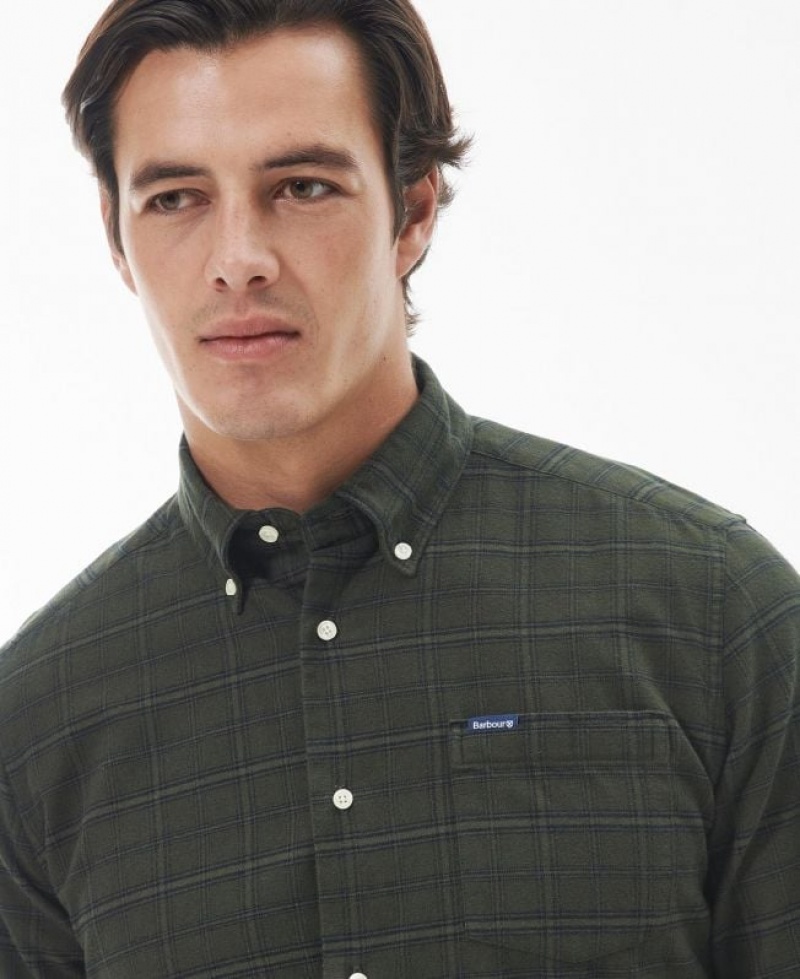 Dark Green Men Barbour Trundell Tailored Shirts | US-6014EJKWM