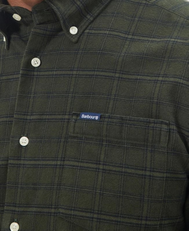 Dark Green Men Barbour Trundell Tailored Shirts | US-6014EJKWM