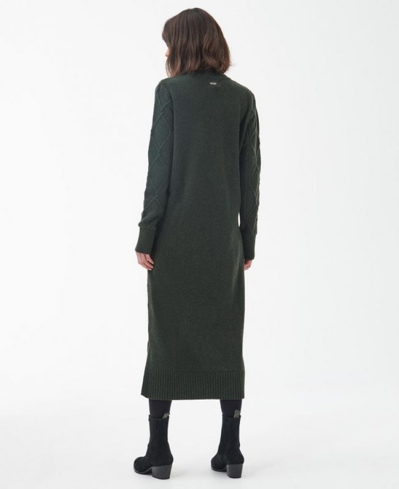 Dark Green Women Barbour Burne Dress | US-8429TXLJH