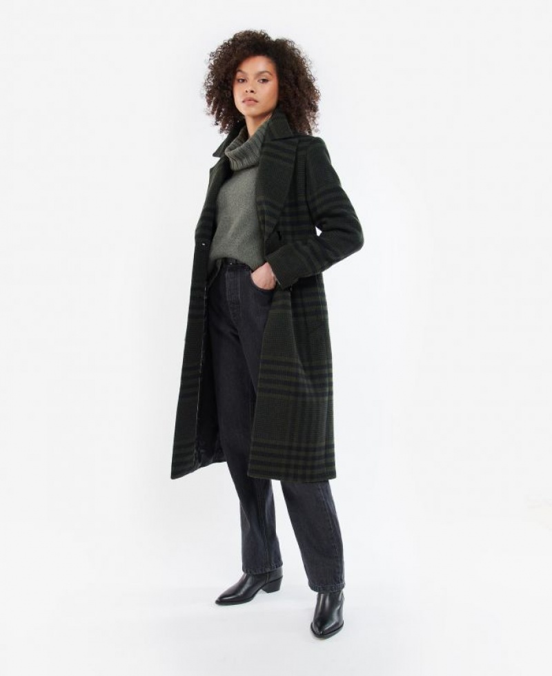 Dark Green Women Barbour Byron Wool Casual Jacket | US-7634ECUSQ