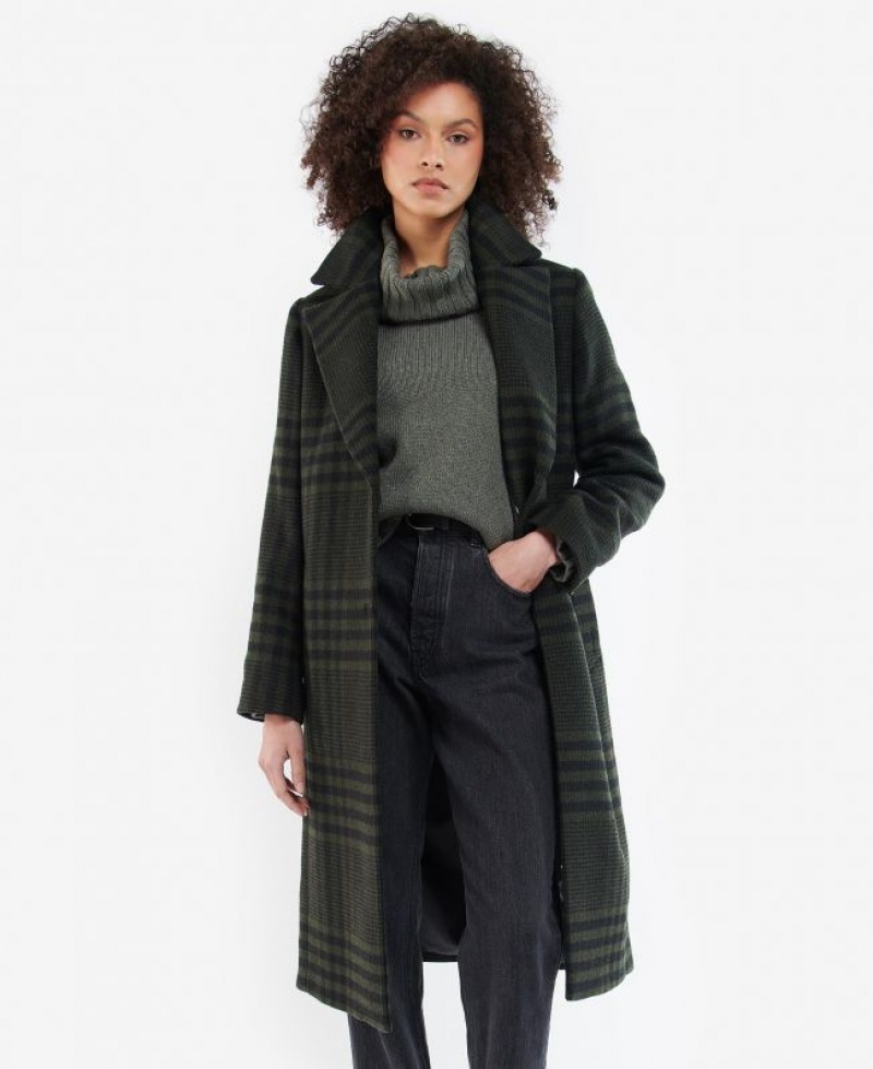 Dark Green Women Barbour Byron Wool Casual Jacket | US-7634ECUSQ