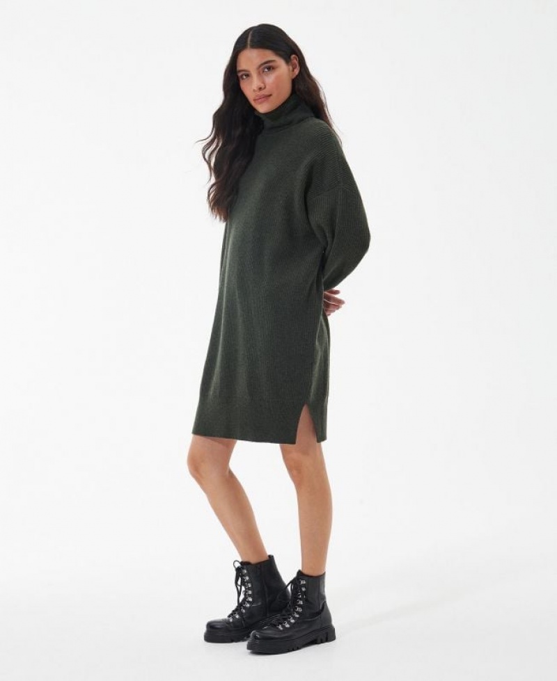 Dark Green Women Barbour International Holmes Knitted Dress | US-4930LQEVB