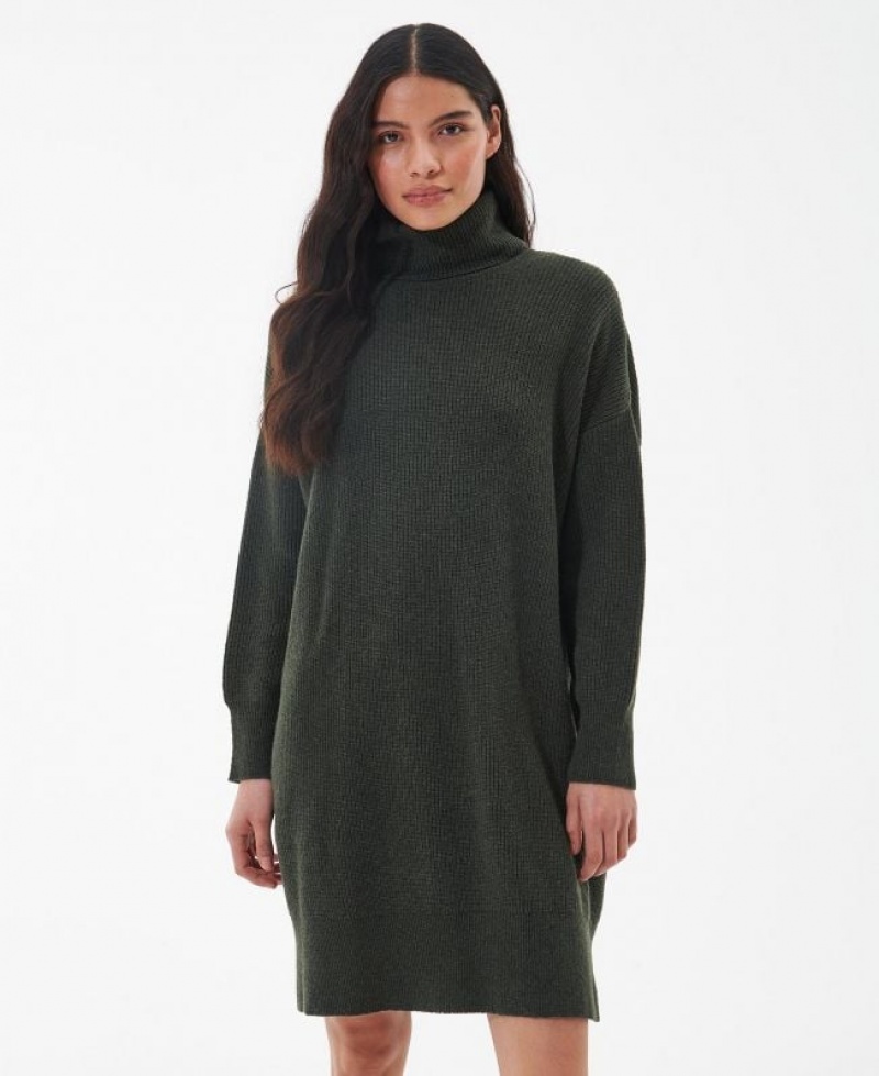 Dark Green Women Barbour International Holmes Knitted Dress | US-4930LQEVB