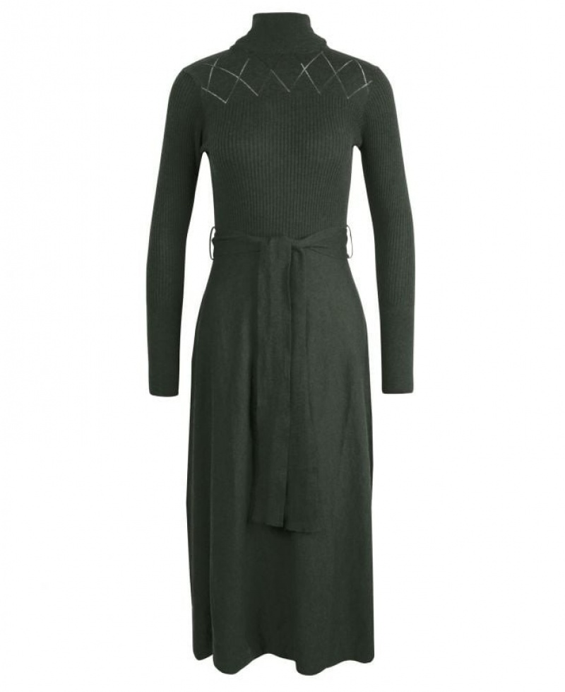 Dark Green Women Barbour Laverne Midi Dress | US-1038EMNZW