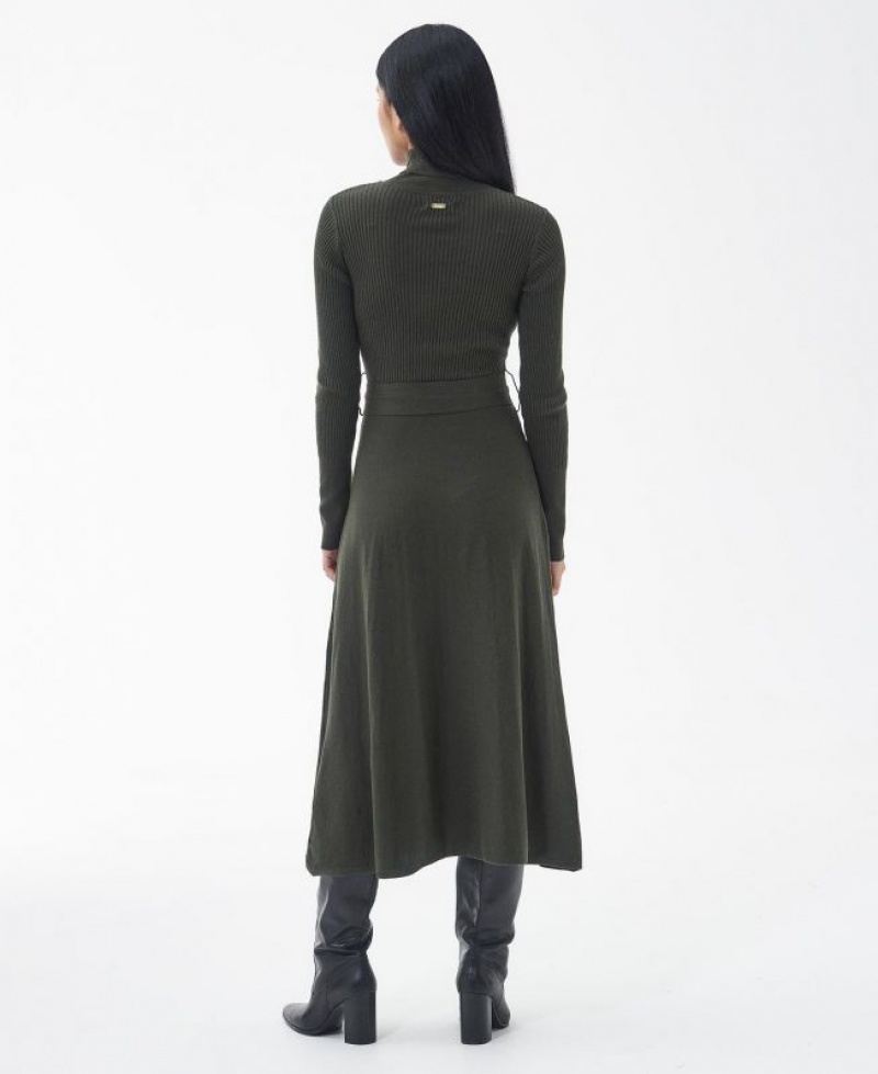 Dark Green Women Barbour Laverne Midi Dress | US-1038EMNZW