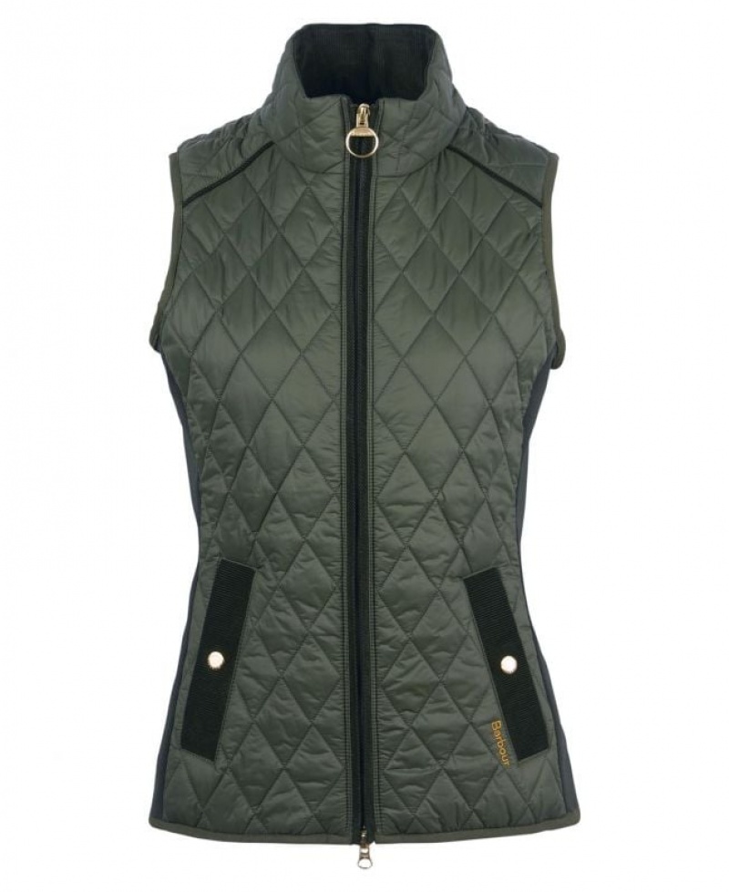 Dark Green Women Barbour Poppy Vest | US-0826RGUWD