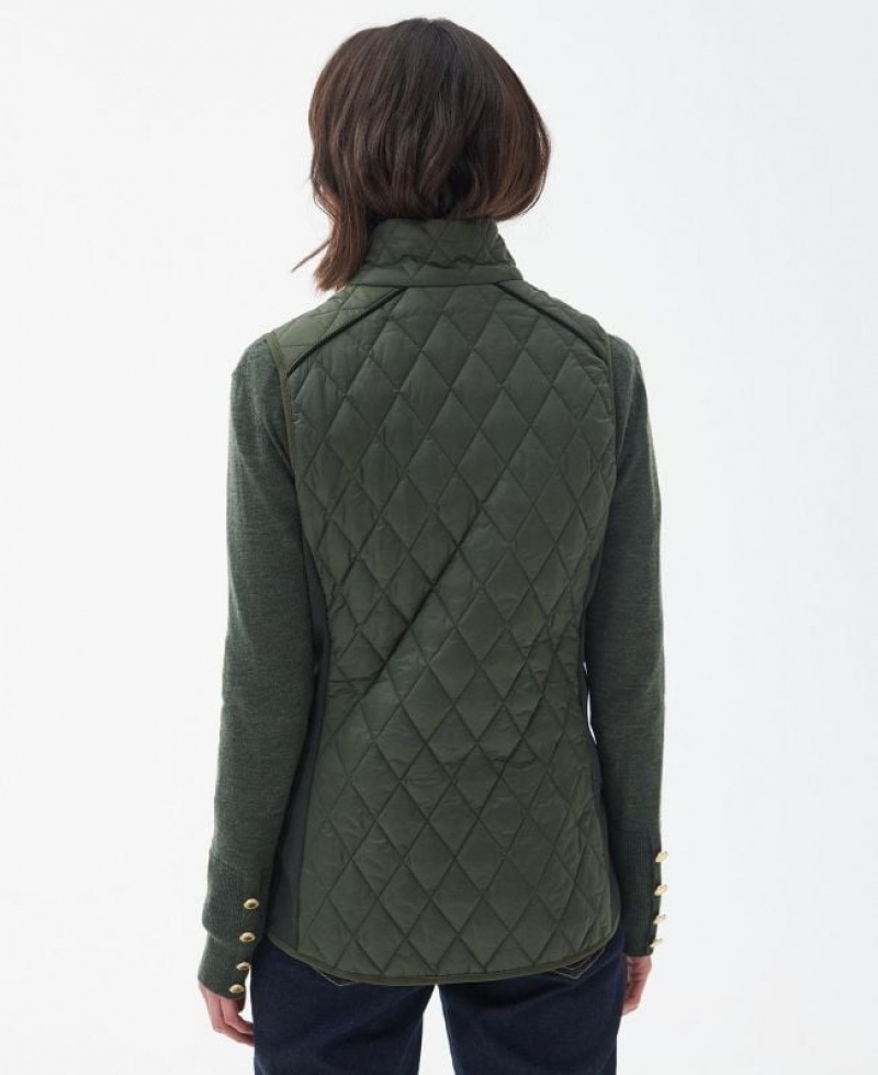 Dark Green Women Barbour Poppy Vest | US-0826RGUWD