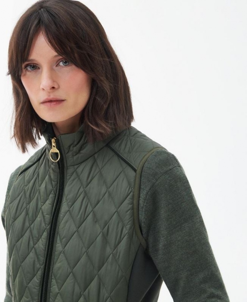 Dark Green Women Barbour Poppy Vest | US-0826RGUWD