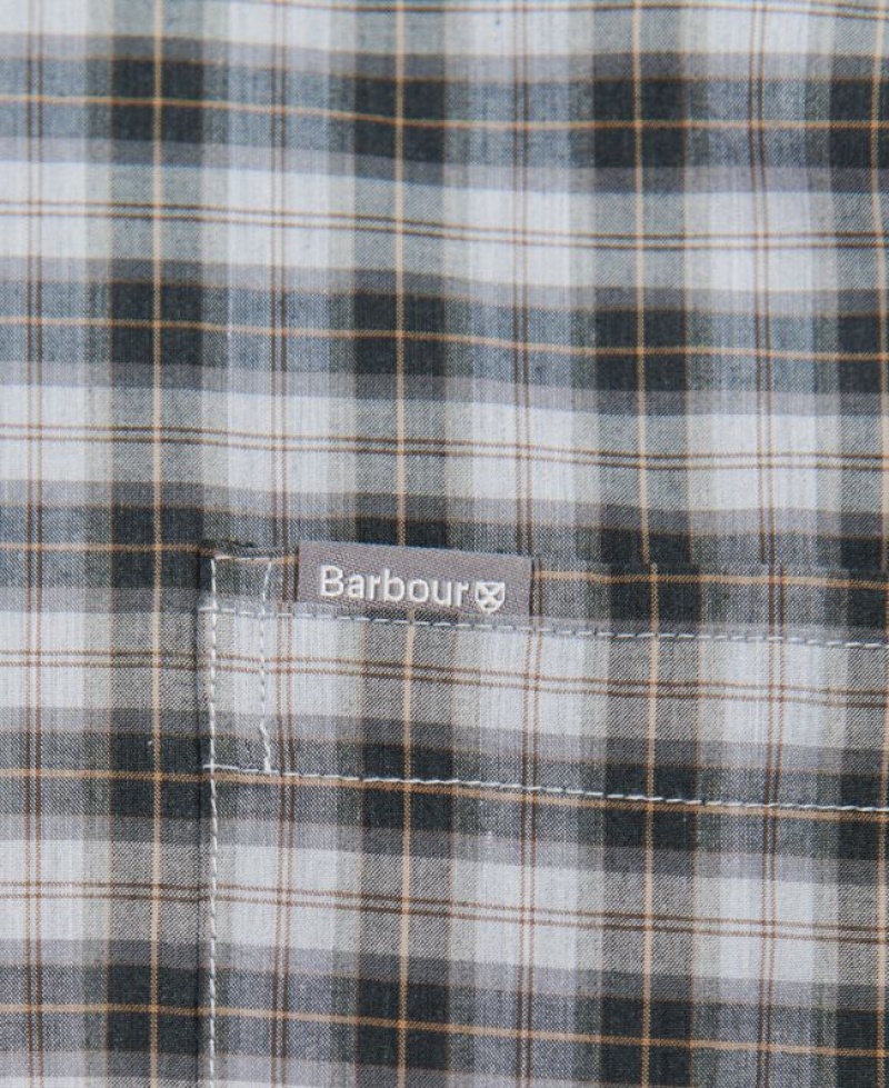 Dark Green / Grey Men Barbour Lomond Tailored Shirts | US-2497YQASJ