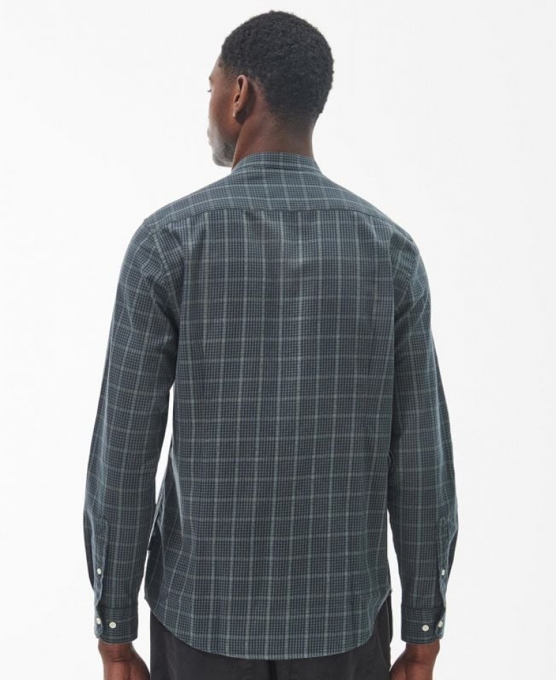 Dark Green / Navy Men Barbour Alder Tailored Shirts | US-4105VOTZM