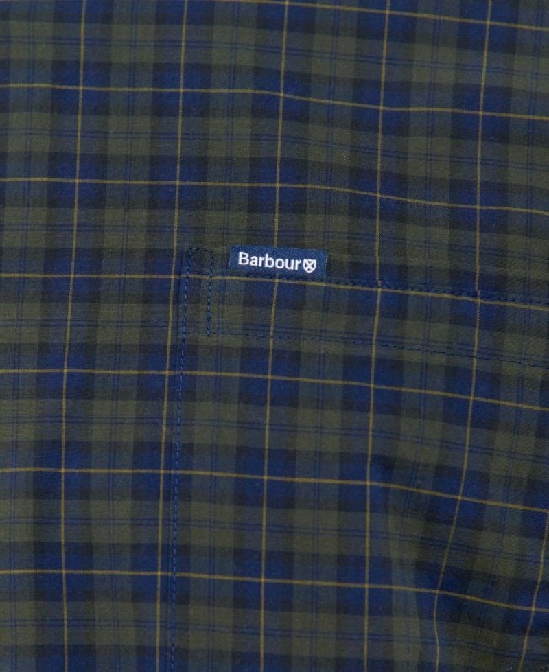 Dark Green / Navy Men Barbour Lomond Tailored Shirts | US-9605IVNDG