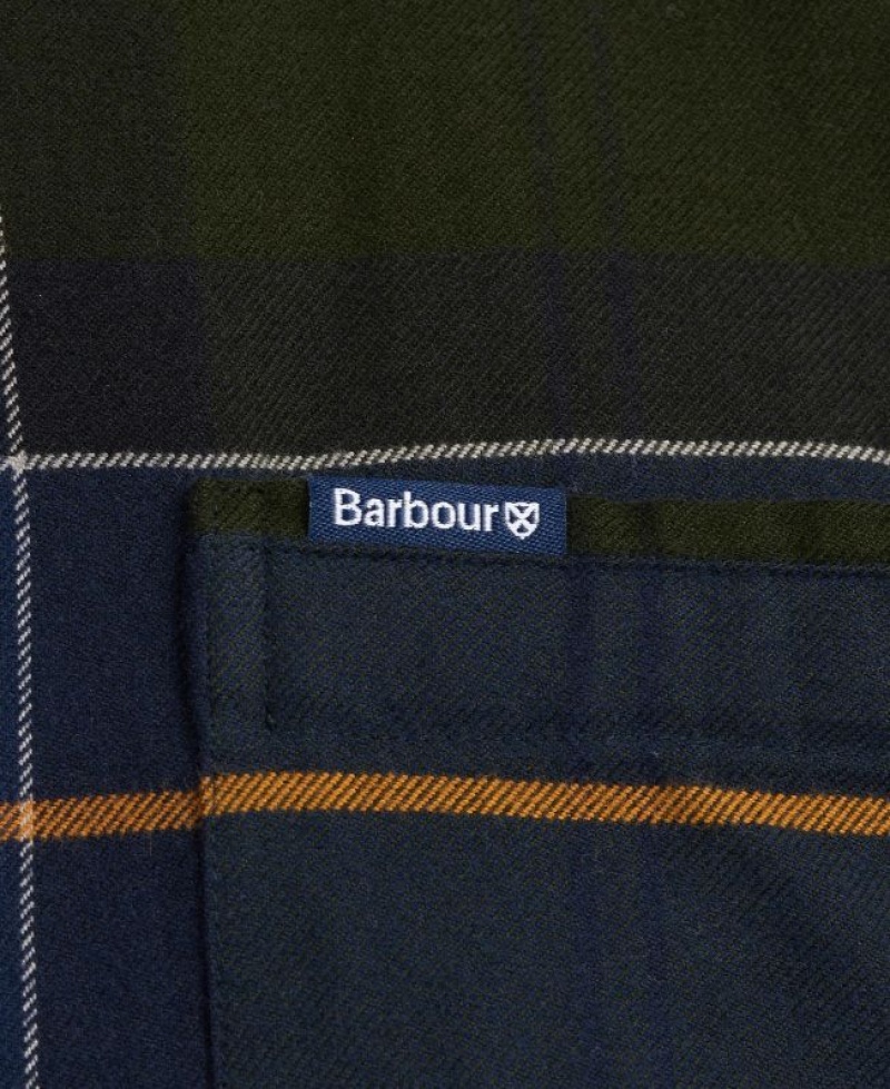 Dark Green / Navy Men Barbour Lutsleigh Shirts | US-0549NDLZJ