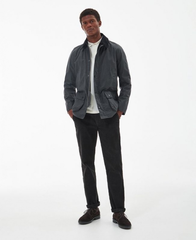 Dark Grey Men Barbour Ashby Waxed Jacket | US-5483RSMQJ