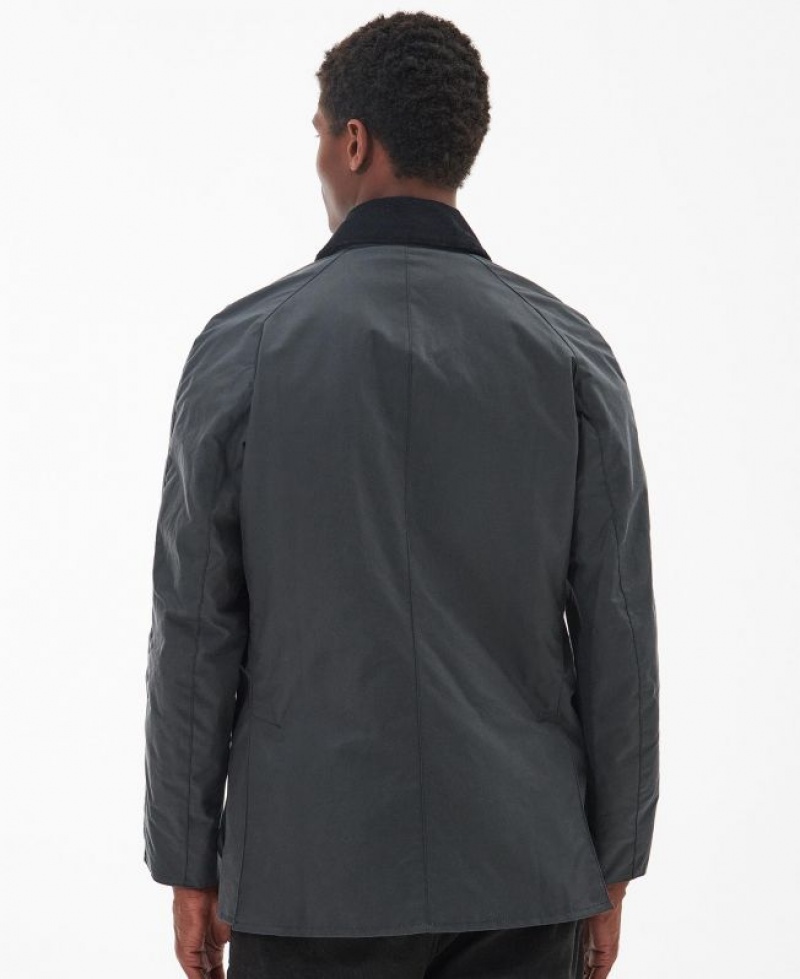 Dark Grey Men Barbour Ashby Waxed Jacket | US-5483RSMQJ