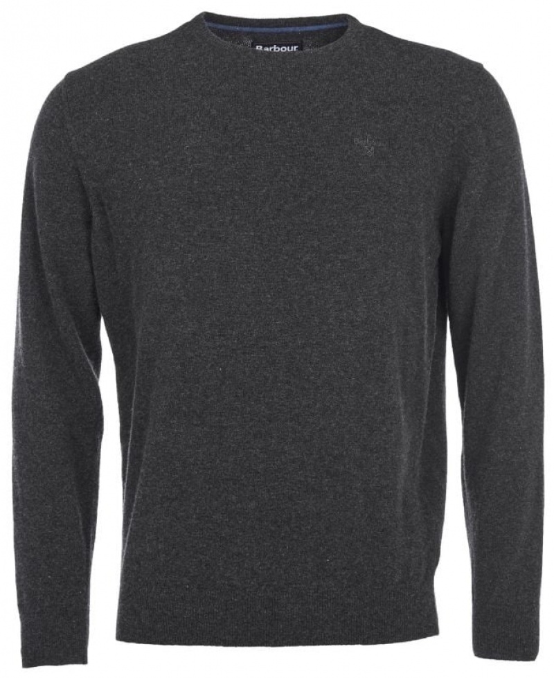 Dark Grey Men Barbour Essential Lambswool Crew Neck Sweatshirt | US-4685ANKJS