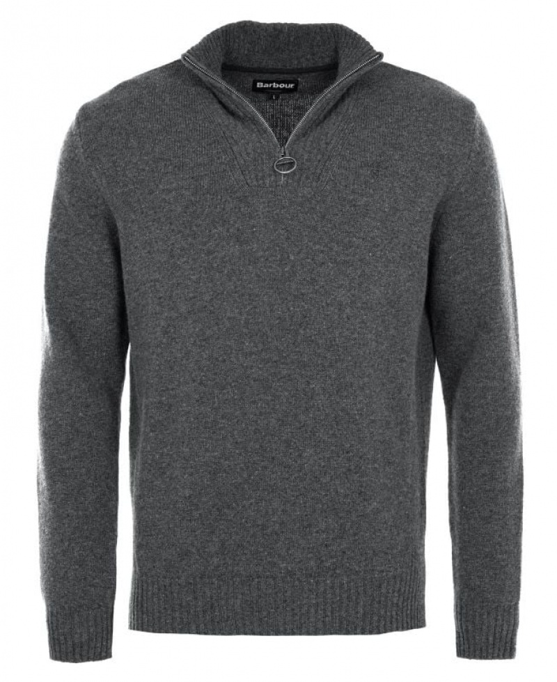 Dark Grey Men Barbour Essential Lambswool Half Zip Sweater | US-5182LGEVM