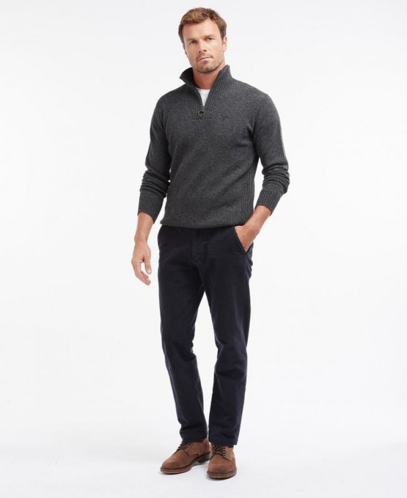 Dark Grey Men Barbour Essential Lambswool Half Zip Sweater | US-5182LGEVM