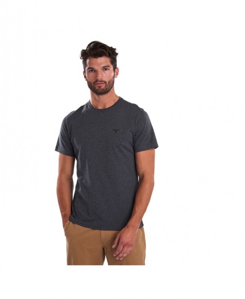 Dark Grey Men Barbour Essential Sports T-Shirts | US-3209DOVBN