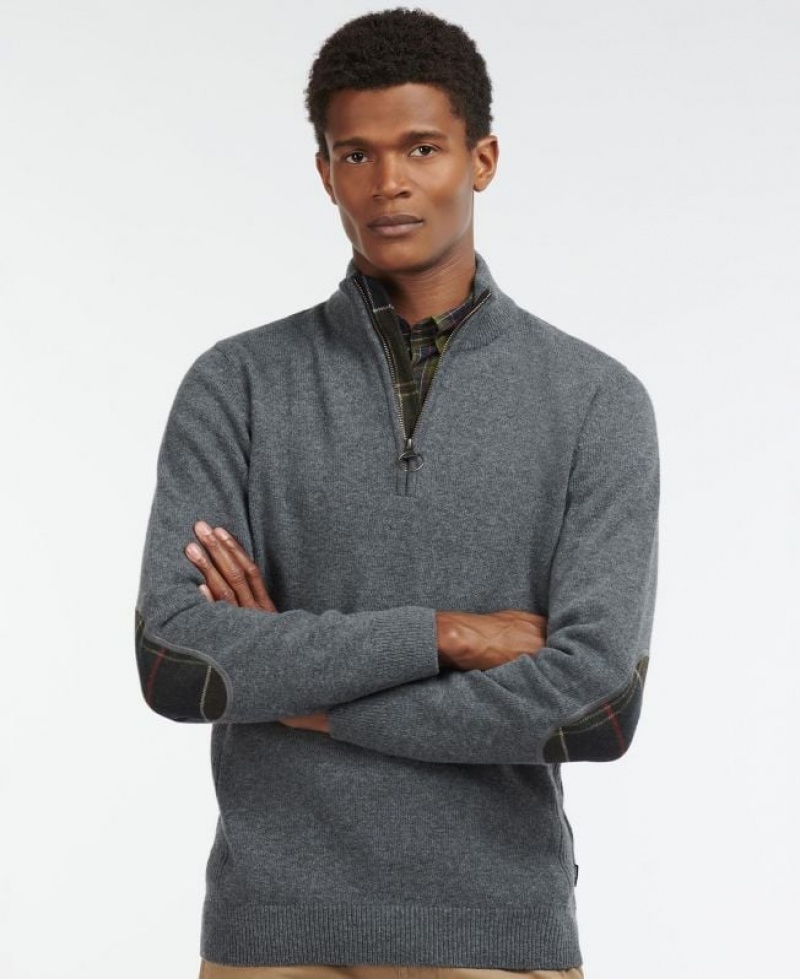 Dark Grey Men Barbour Holden Half Zip Sweater | US-2917AQZLF