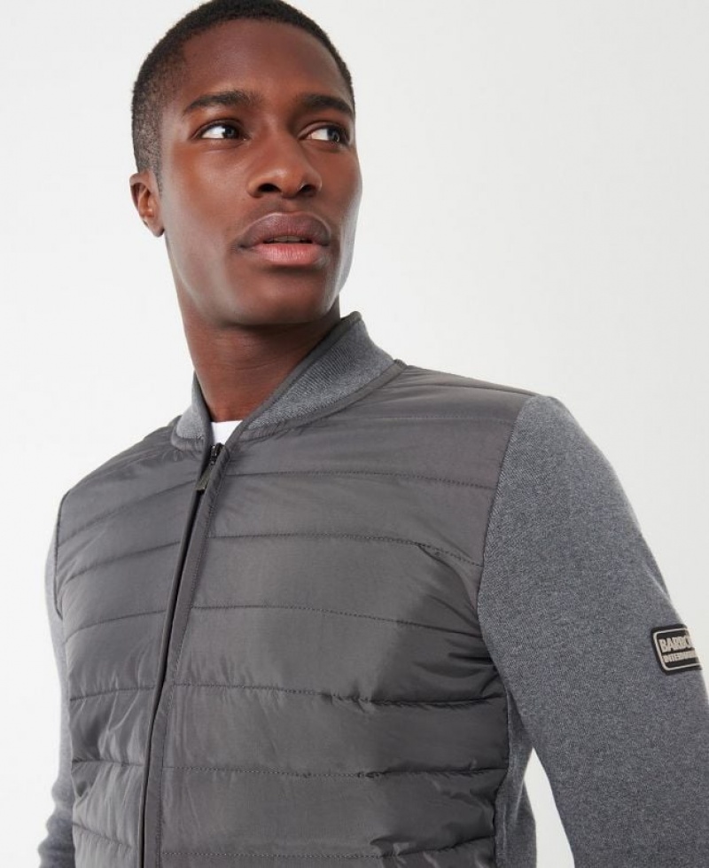 Dark Grey Men Barbour International Baffle Zip Through Quilted Jacket | US-7805KCQPE