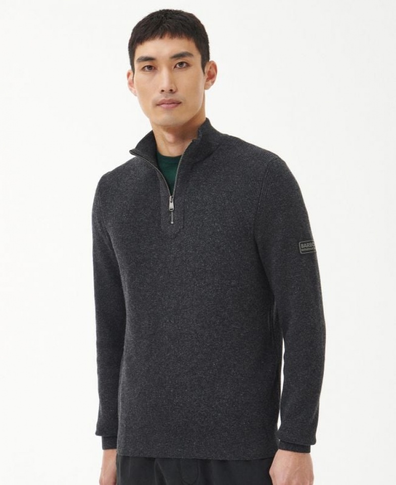 Dark Grey Men Barbour International Corser Half-Zip Knitted Sweater | US-5472XSYUC