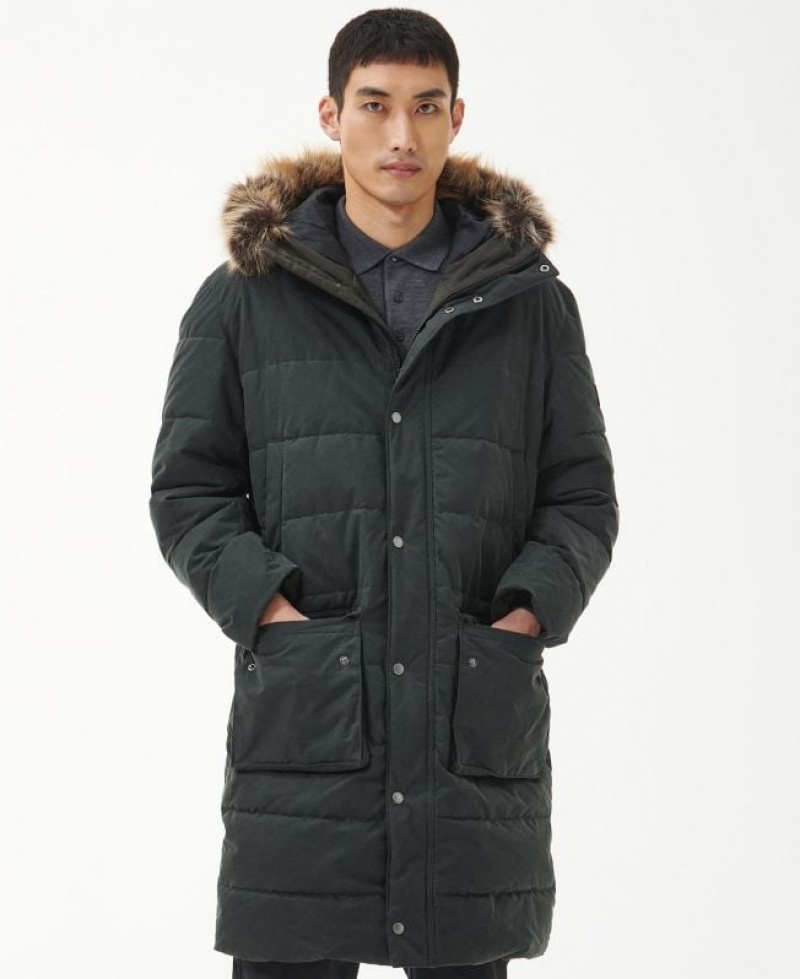 Dark Grey Men Barbour International Dowanside Wax Parka Jacket | US-5026OMHES