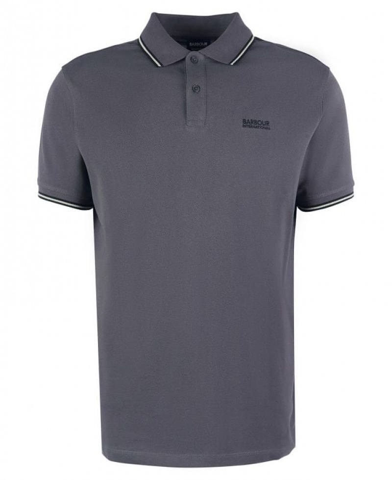 Dark Grey Men Barbour International Event Multi Tipped Polo Shirt | US-1765VJDUY