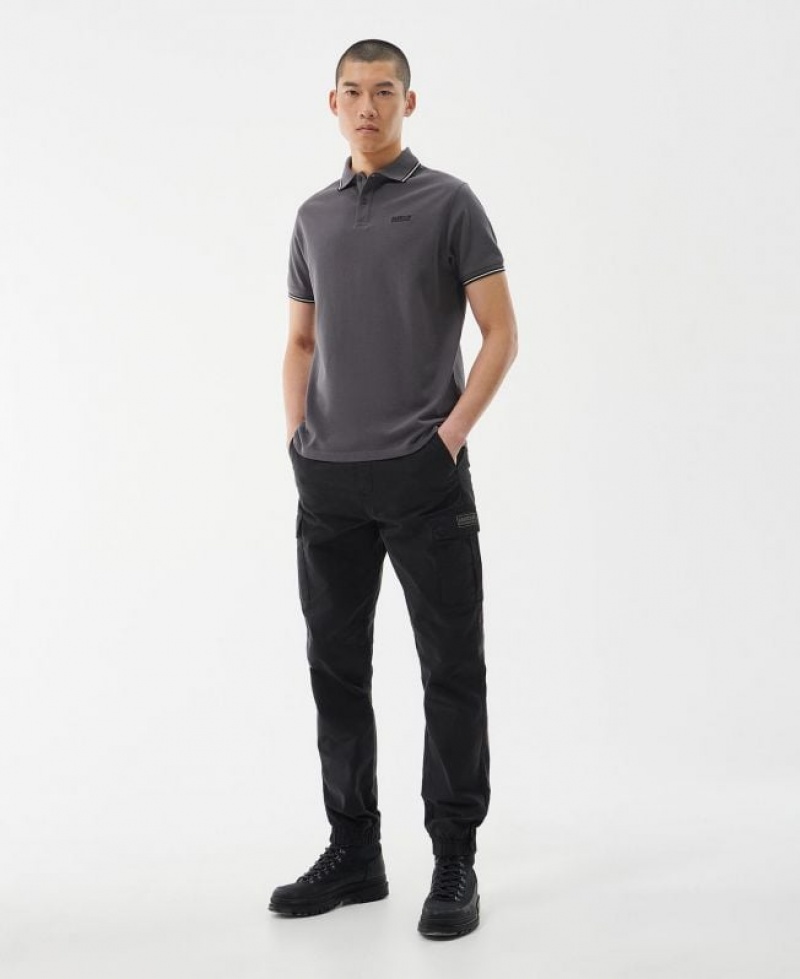 Dark Grey Men Barbour International Event Multi Tipped Polo Shirt | US-1765VJDUY