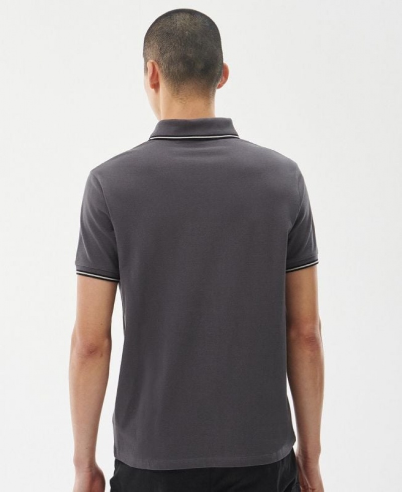 Dark Grey Men Barbour International Event Multi Tipped Polo Shirt | US-1765VJDUY