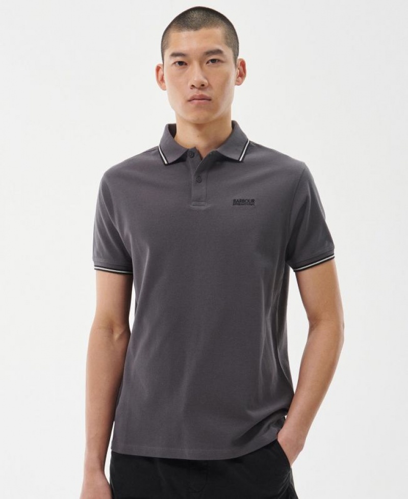 Dark Grey Men Barbour International Event Multi Tipped Polo Shirt | US-1765VJDUY