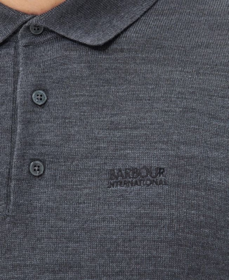 Dark Grey Men Barbour International Merino Polo Shirt | US-7560BRMKU