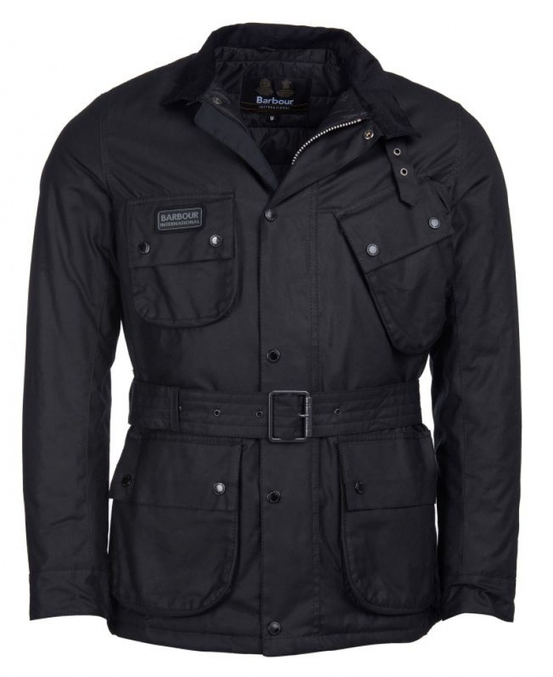 Dark Grey Men Barbour International SL International Waxed Jacket | US-6195YSULR